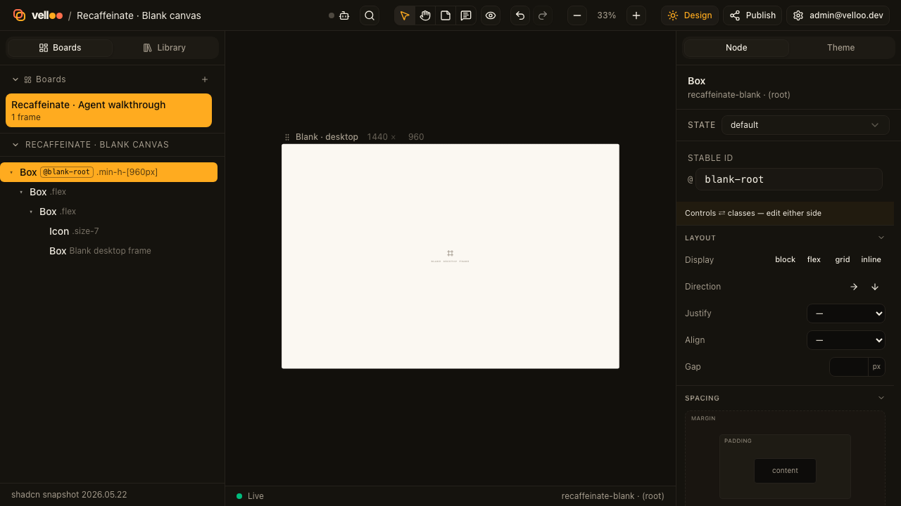 A blank desktop frame, ready for the agent.